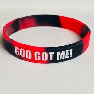 New | Women/Men/Boy/Girl | God Got Me Isaiah 41:10 | 1 Bl/Red Silicone Wristband